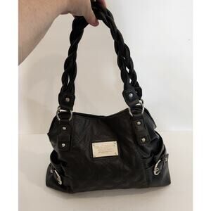 RELIC BRAND COLLECTION Black Faux Leather Quilted Contrast Stitch‎ Twist Strap
